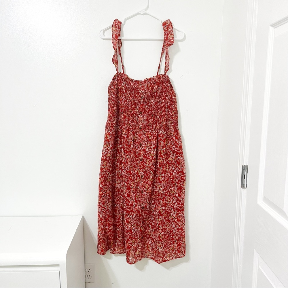 Wonderly Curvy Red Wildflower Floral Print Sundress